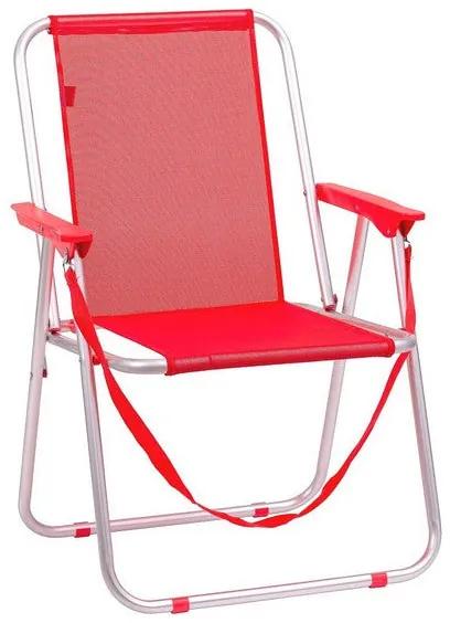 Cadeira de Campismo Acolchoada Juinsa Vermelho Alumínio (55 x 43,5 x 75 cm)