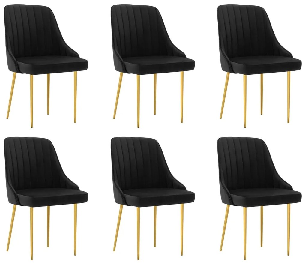 vidaXL Cadeiras de jantar 6 pcs veludo preto