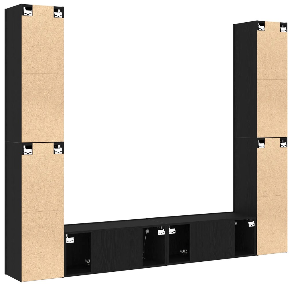 Conjunto de Armário para TV vidaXL 6 Peças Carvalho Preto Madeira Enge