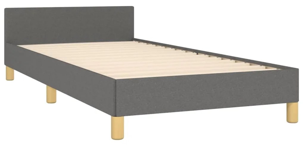 Estrutura de cama sem colchão 90x200 cm tecido cinzento-escuro