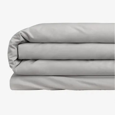 Capa De Edredão De Algodão Percal Lesia 180 Fios Cinza Claro & Cama 135/140cm (220 X 220 Cm) - Sklum