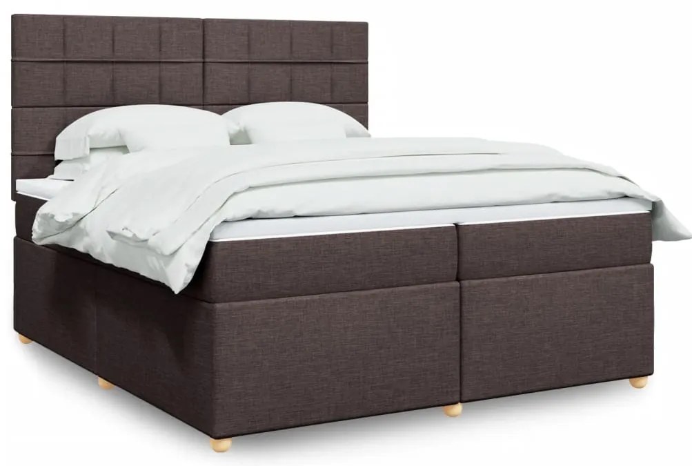 Cama com molas/colchão 200x200 cm tecido castanho-escuro