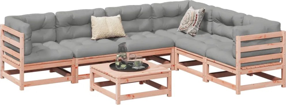 vidaXL 7 pcs conjunto sofás jardim madeira abeto-de-douglas