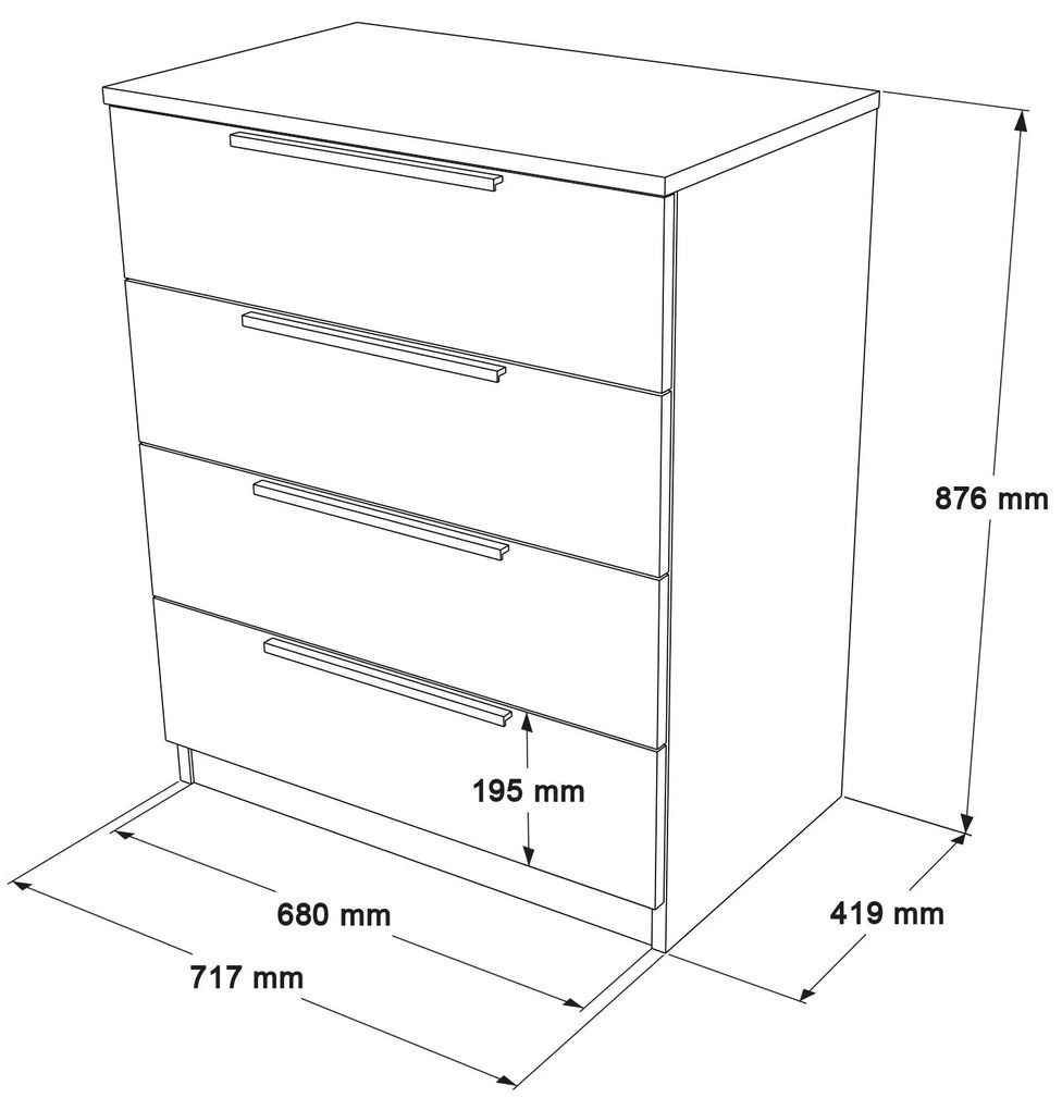 Cómoda Lorel de 4 Gavetas — 71,7x87,6x41,9 cm, Nogueira, Design Elegan