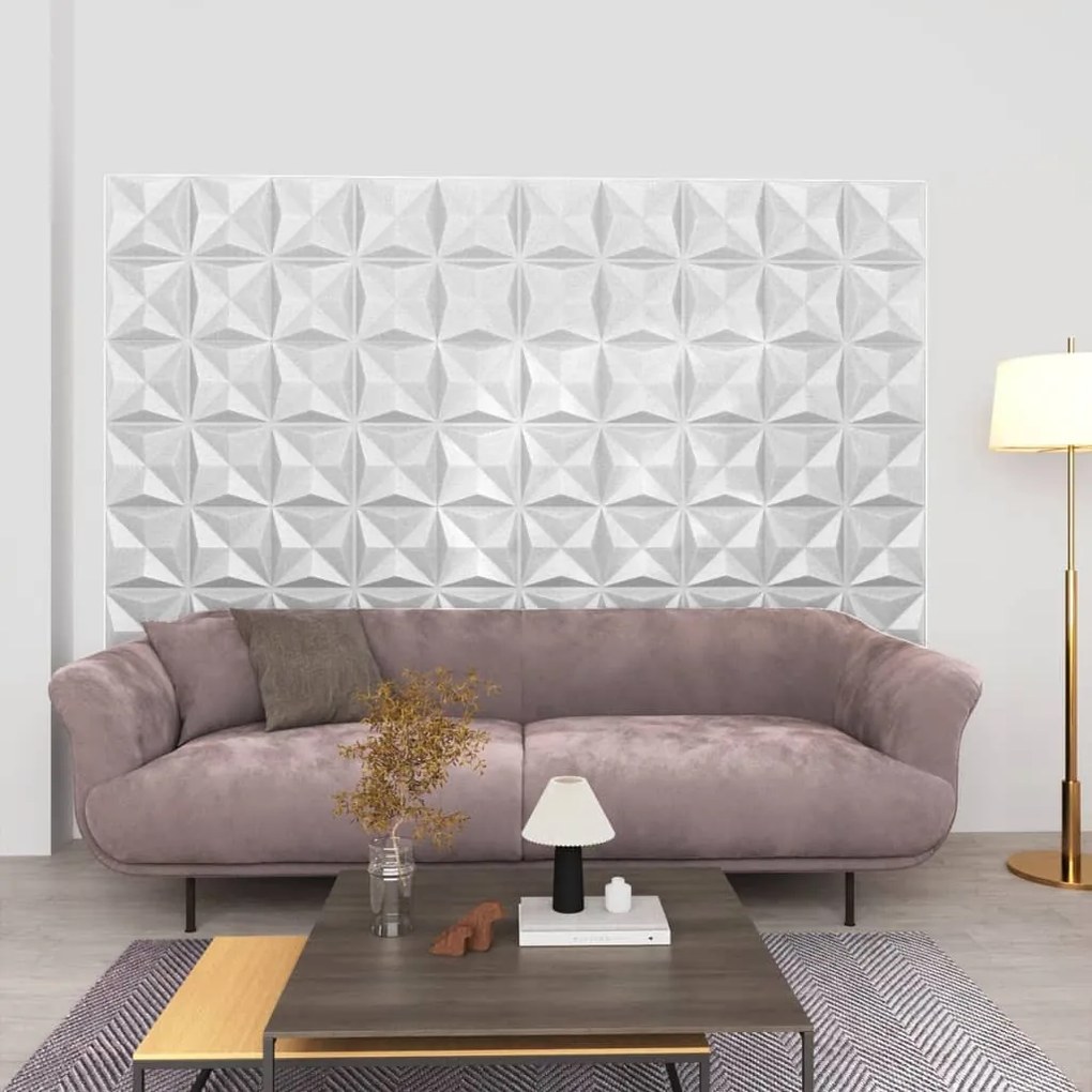 Painéis de parede 3D 12 pcs 50x50 cm 3 m² origami branco