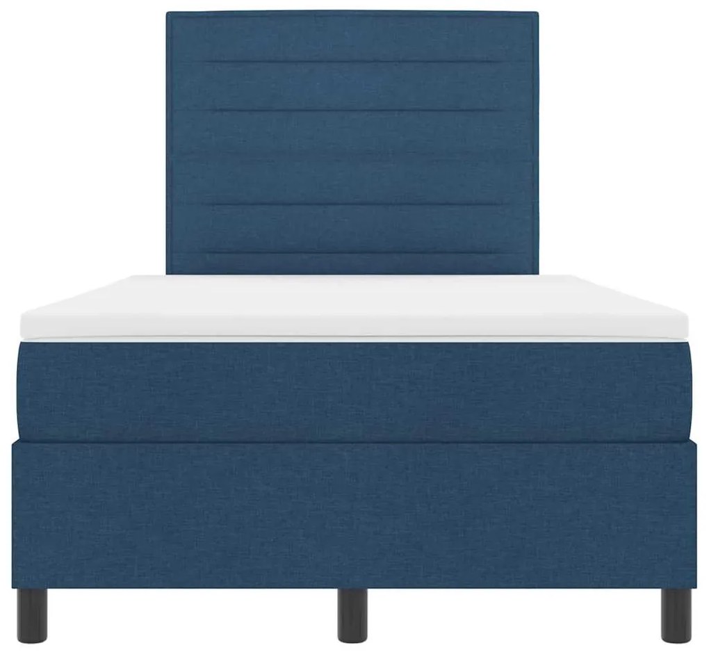 Cama Box Spring com Colchão e Luz LED Azul, 120 x 190 cm em Tecido