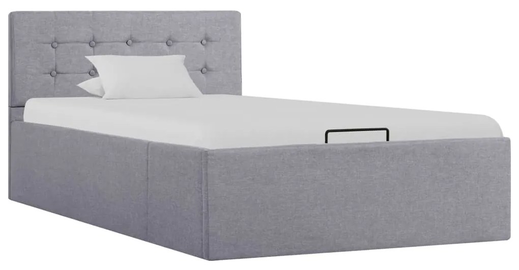 Cama hidráulica c/ arrumação 100x200cm tecido cinza-claro