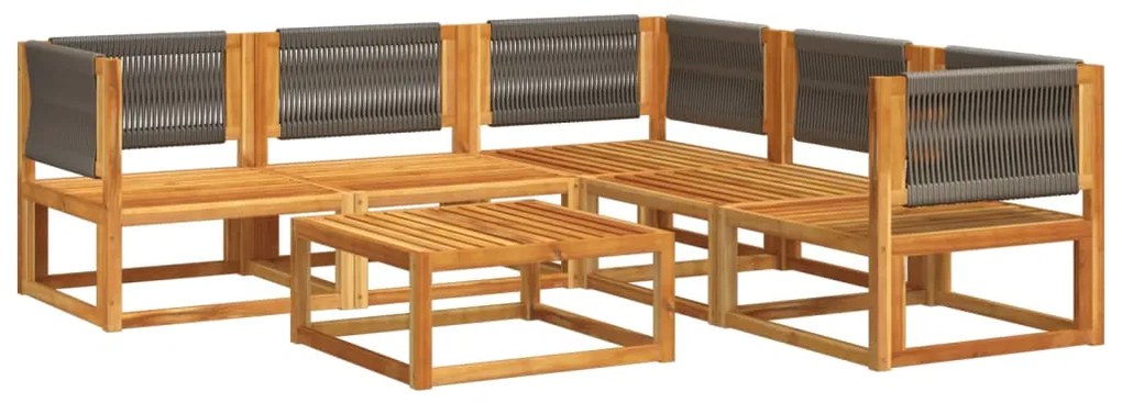 6 pcs conjunto de sofás de jardim com almofadões acácia maciça