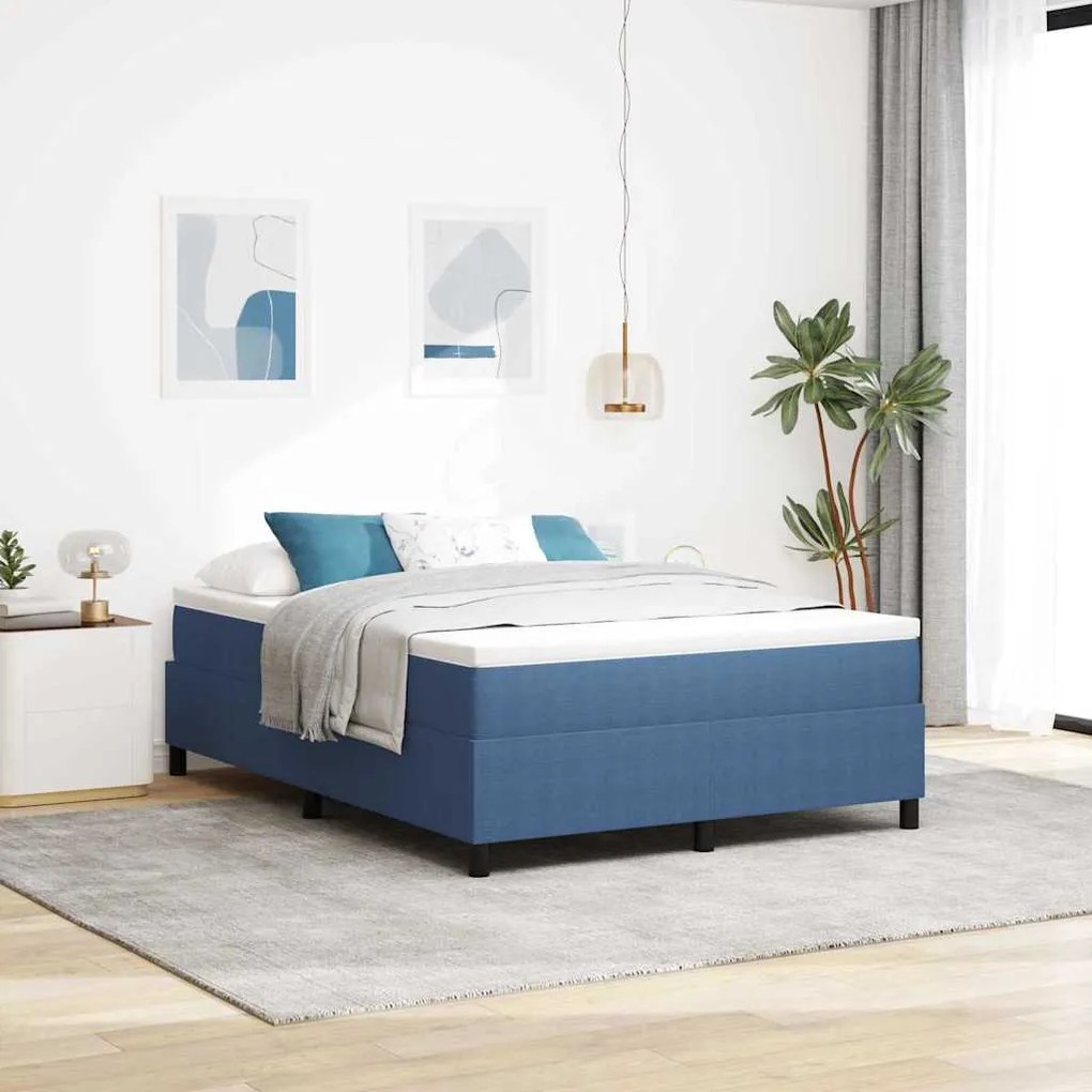 vidaXL Estrado de cama plataforma Azul 140 x 190 cm tecido