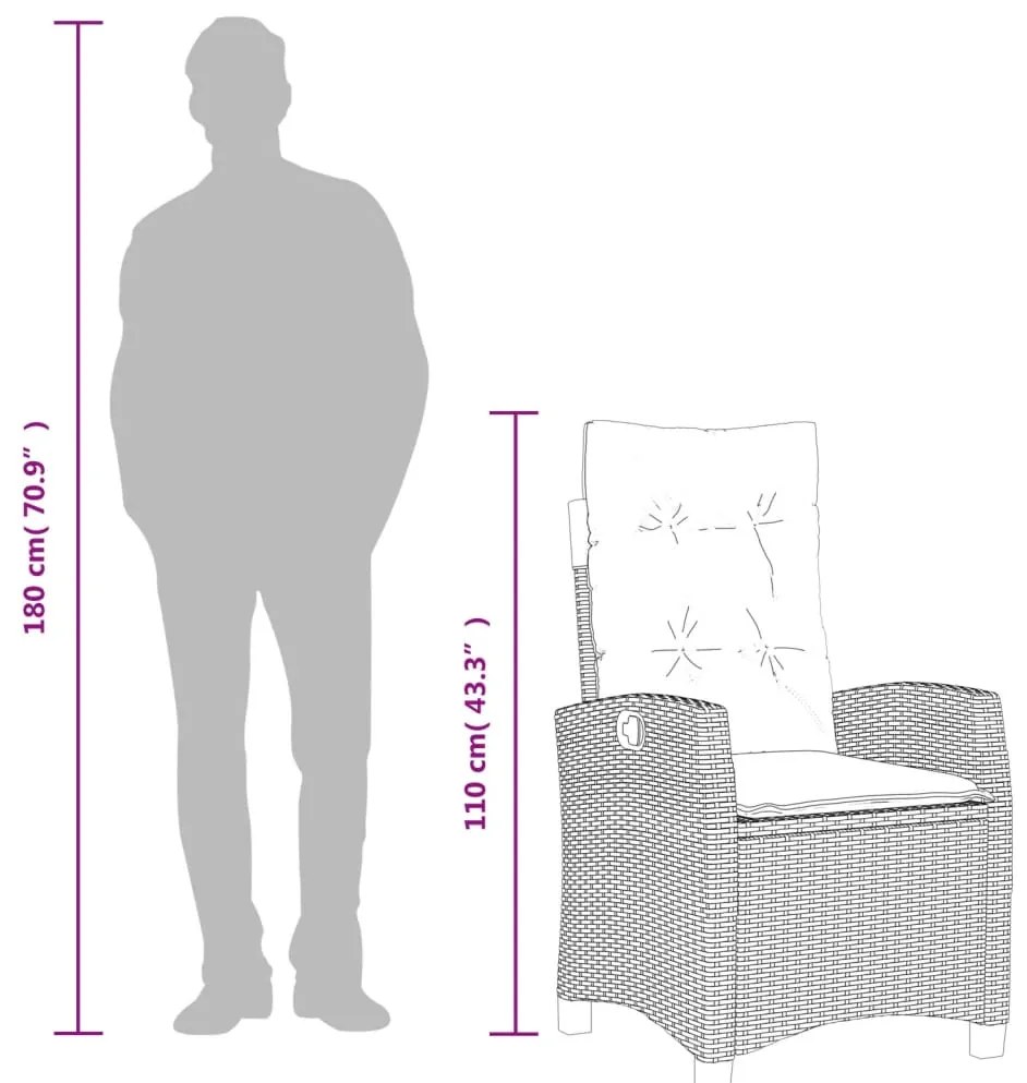 9 pcs conjunto de jantar p/ jardim c/ almofadões vime PE cinza