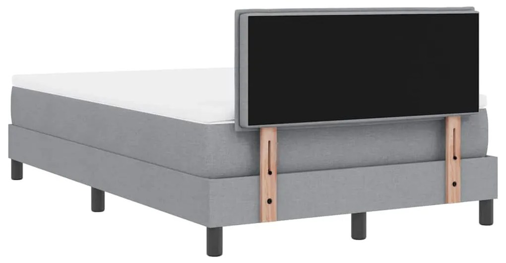 Cama Box com Colchão &amp; Luz LED Cinza 120x190 cm Tecido