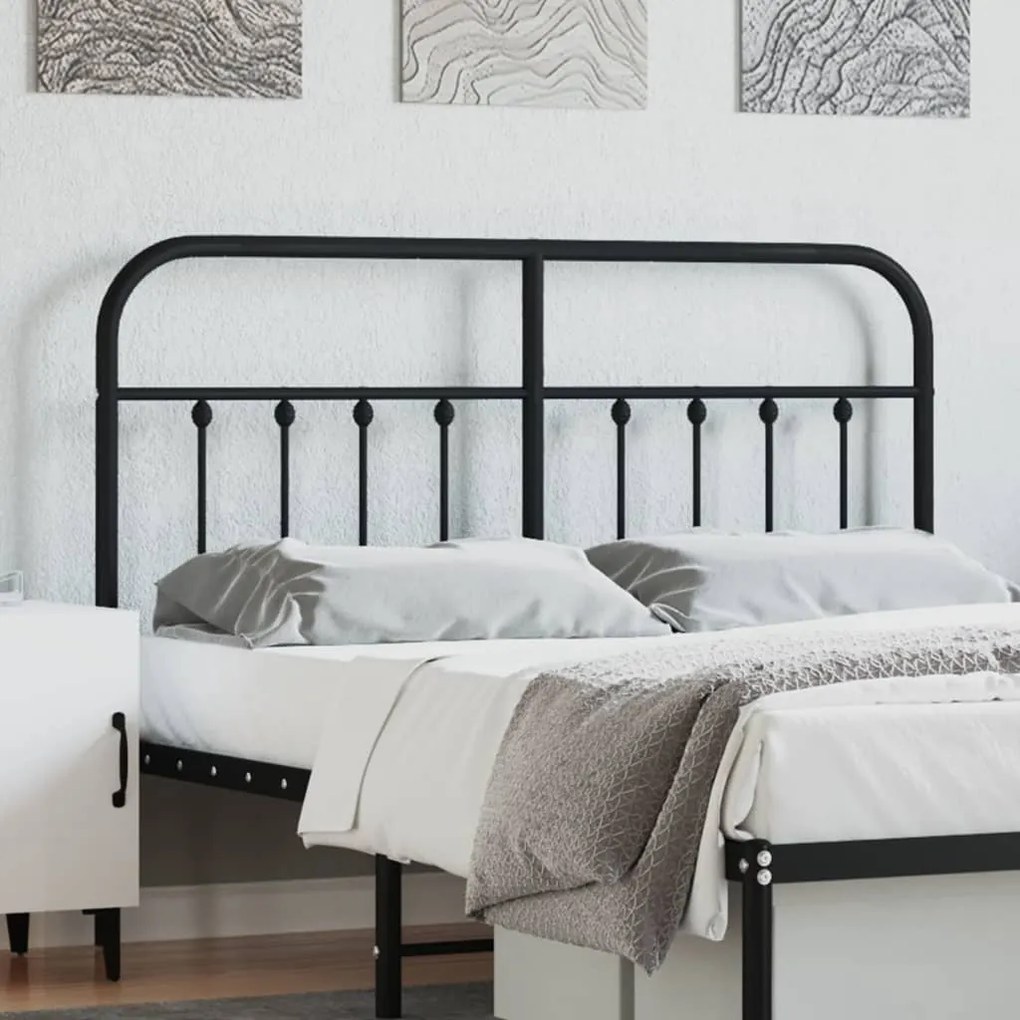 vidaXL Cabeceira de cama 135 cm metal preto