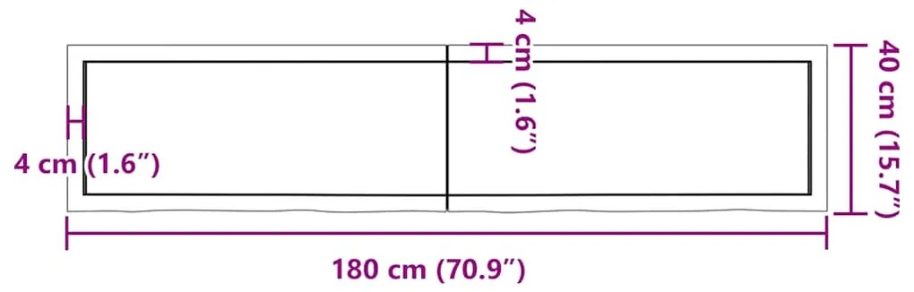 Prateleira de parede 180x40x(2-4) cm carvalho tratado castanho