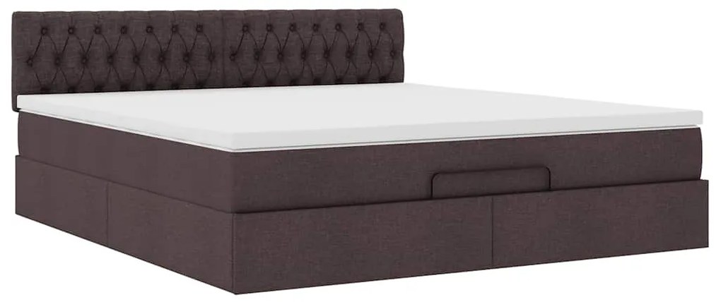 Cama Otomana com colchão&amp;LEDs 180x200cm tecido castanho-escuro