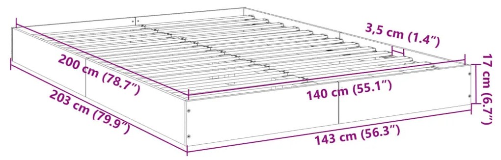 Estrutura cama s/ colchão derivados de madeira carvalho sonoma