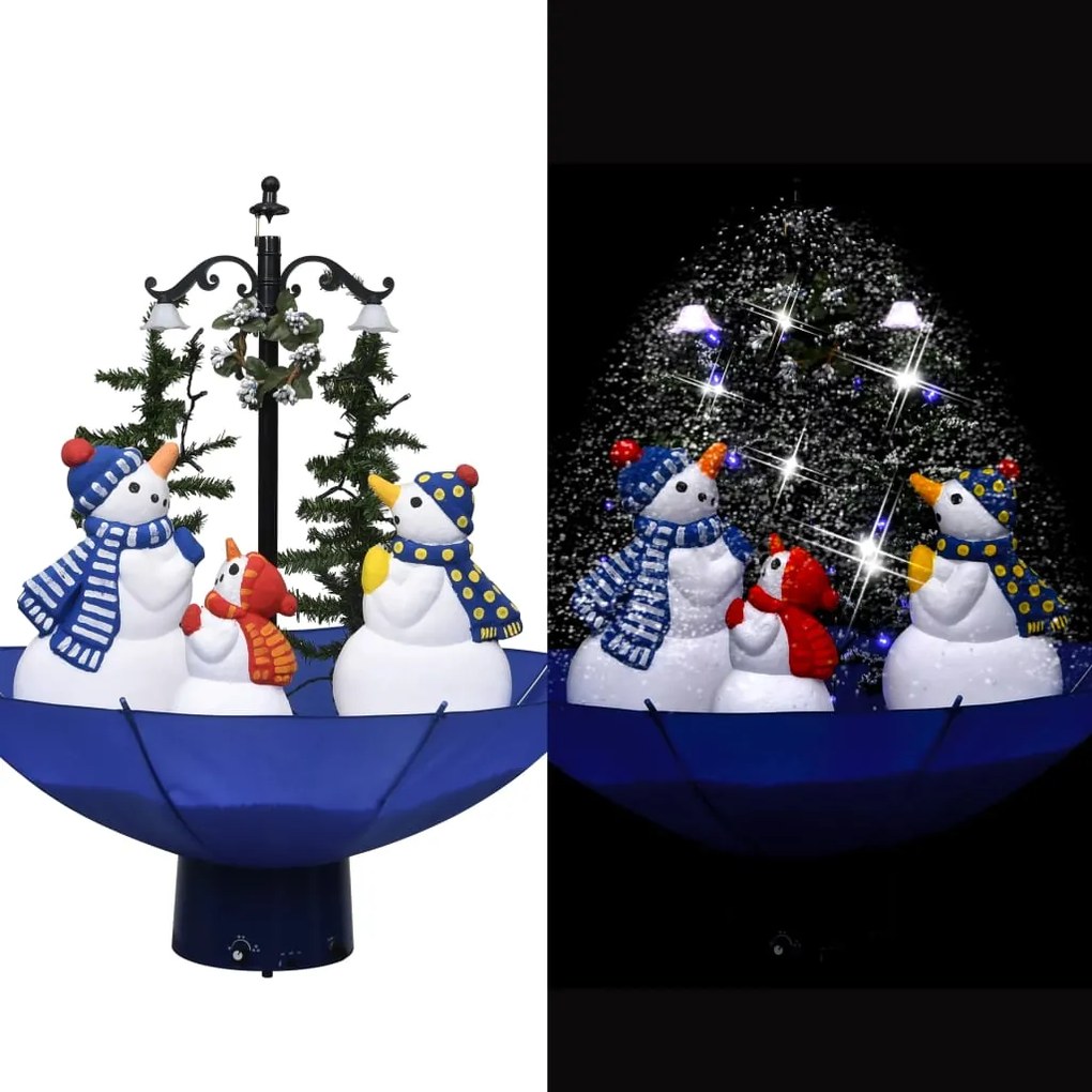 289929 vidaXL Árvore Natal c/ neve base formato guarda-chuva 75 cm PVC azul