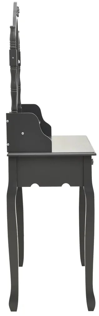 Conj. toucador com banco 75x69x140 cm madeira paulownia cinza