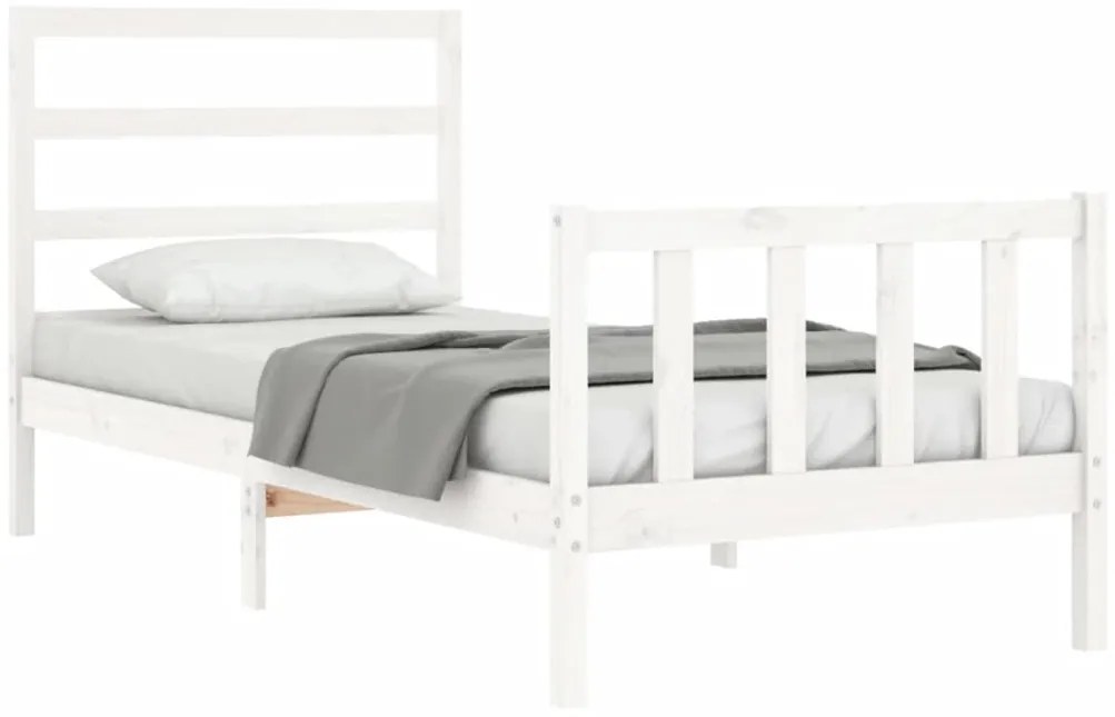 Cama sem colchão 90x190 cm madeira de pinho maciça branco