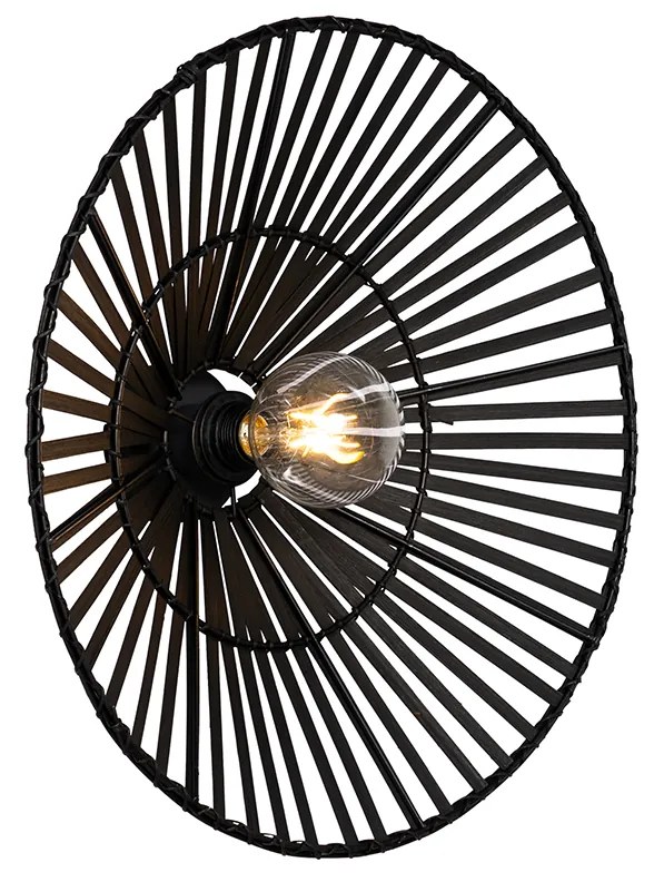 Candeeiro de parede oriental preto em bambu - Pua Oriental