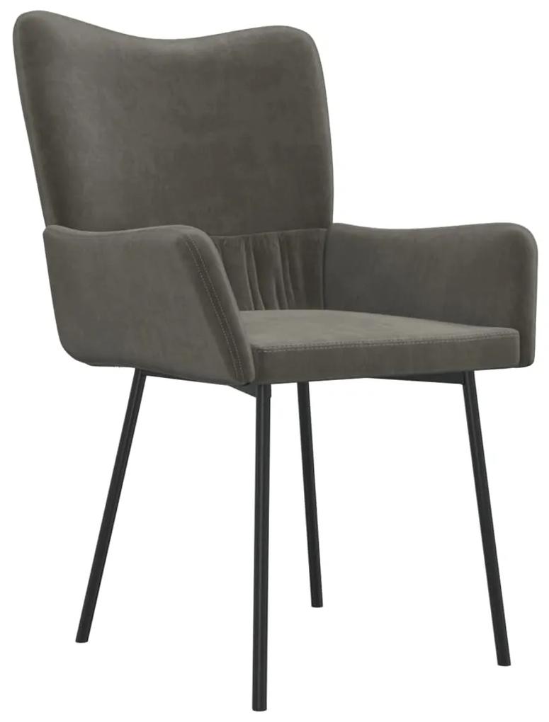 Conjunto de 2 Cadeiras Tana em Veludo - Cinzento Escuro - Design Moder
