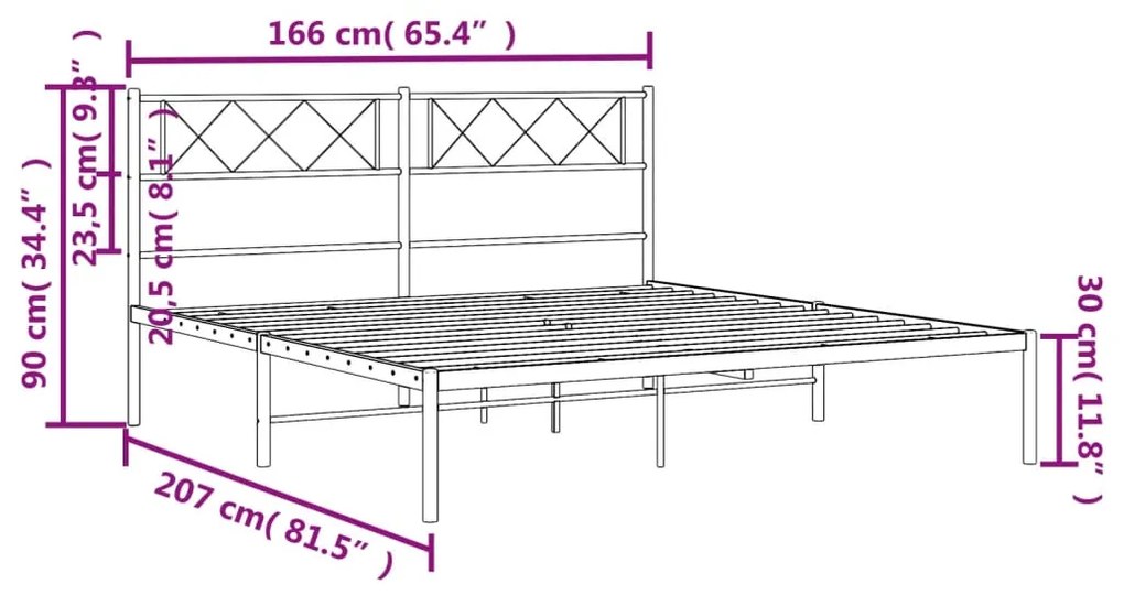 Estrutura de cama com cabeceira 160x200 cm metal preto