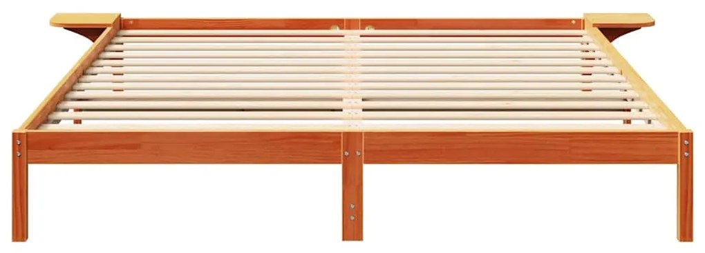 Estrutura de cama com mesas de cabeceira Castanho-mel