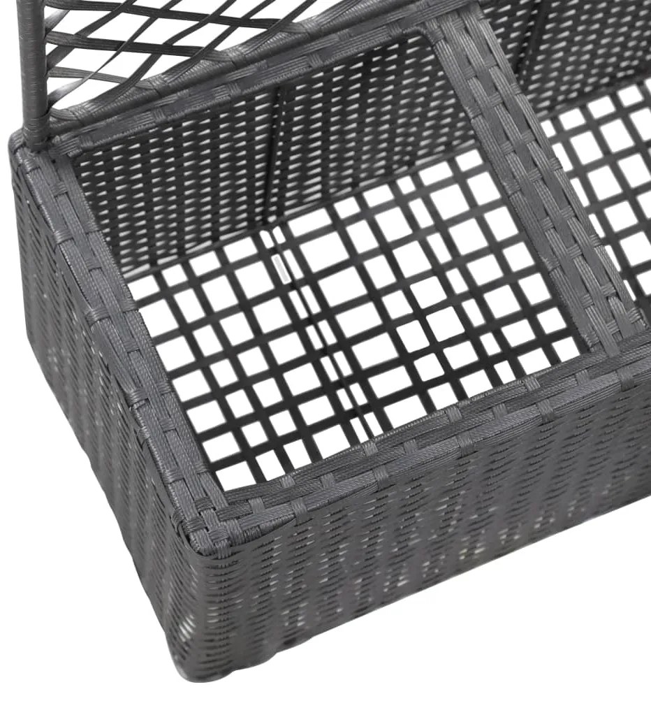 Floreira com treliça e 2 vasos 58x30x107 cm vime PE preto
