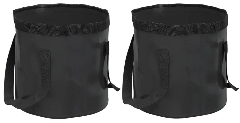 Baldes dobráveis 2 pcs 20 L PVC preto