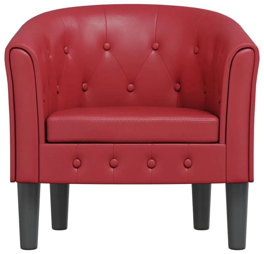 Poltrona couro artificial vermelho-tinto