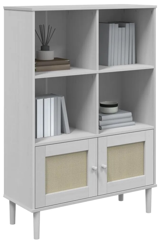 Estante SENJA aspeto de vime 90x35x130 cm pinho maciço branco