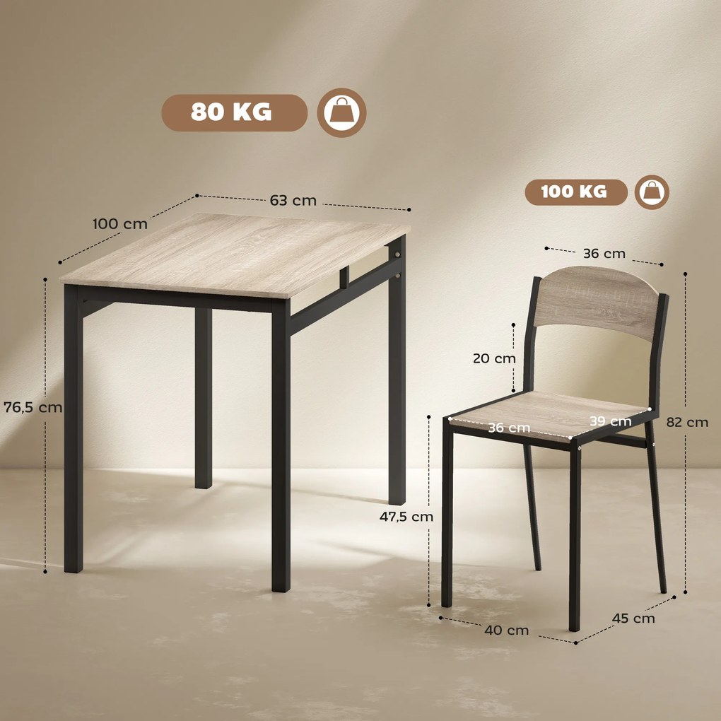 Conjunto de Mesa e Cadeiras de Refeição Mesa de Cozinha Retangular com 4 Cadeiras Estilo Moderno Carvalho e Preto