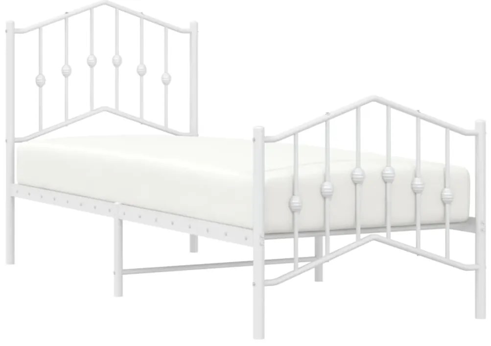 Estrutura de cama com cabeceira e pés 75x190 cm metal branco
