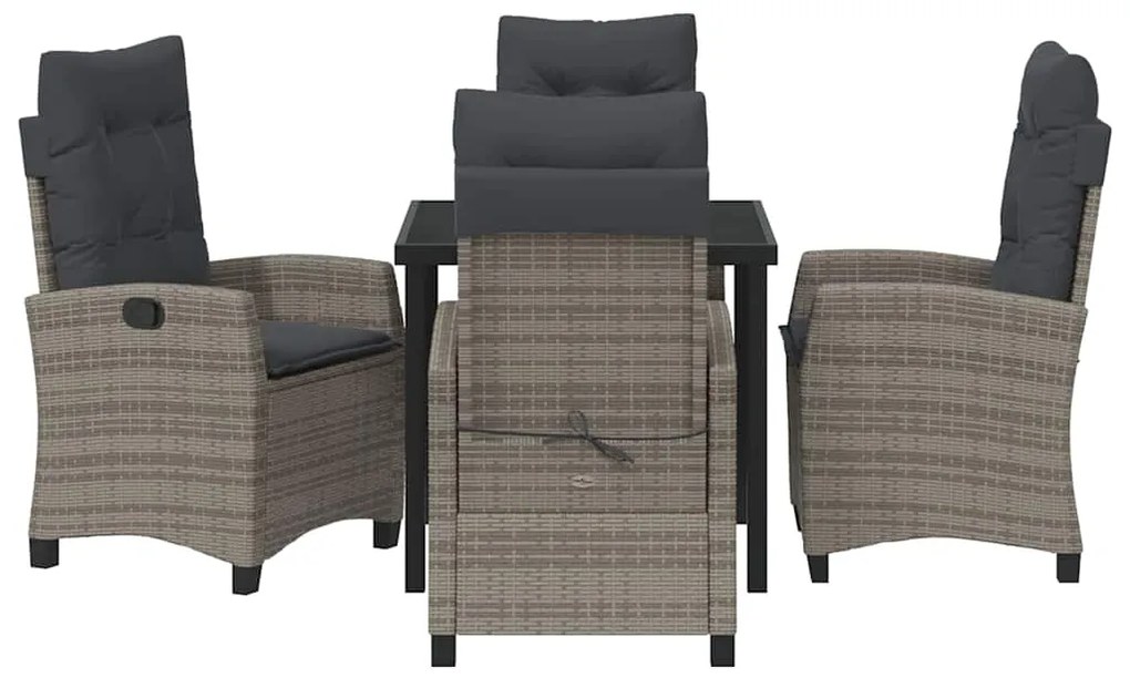 Conjunto de Jantar de Jardim 5 Peças com Almofadas - Rattan Poly Cinza