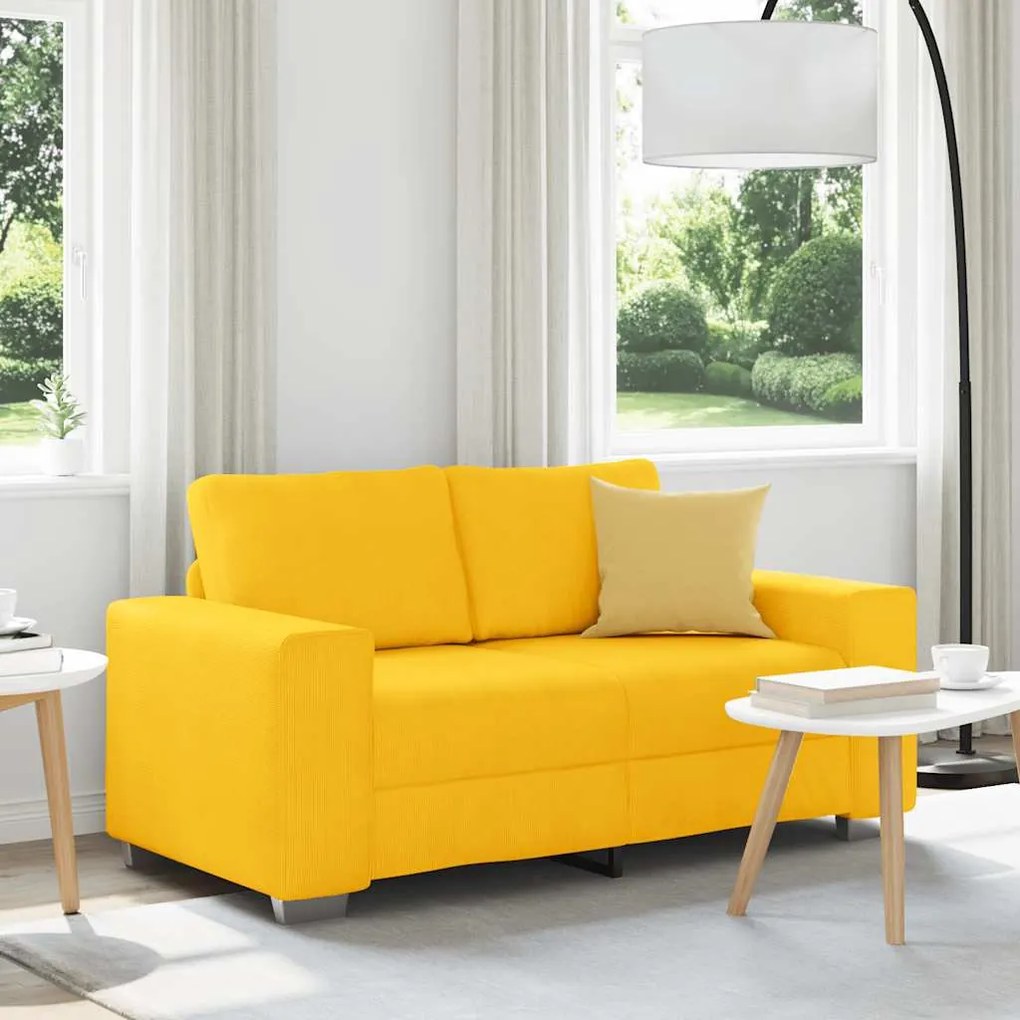 vidaXL Sofá-luvas 160x77x82 cm tecido corduroy amarelo-claro