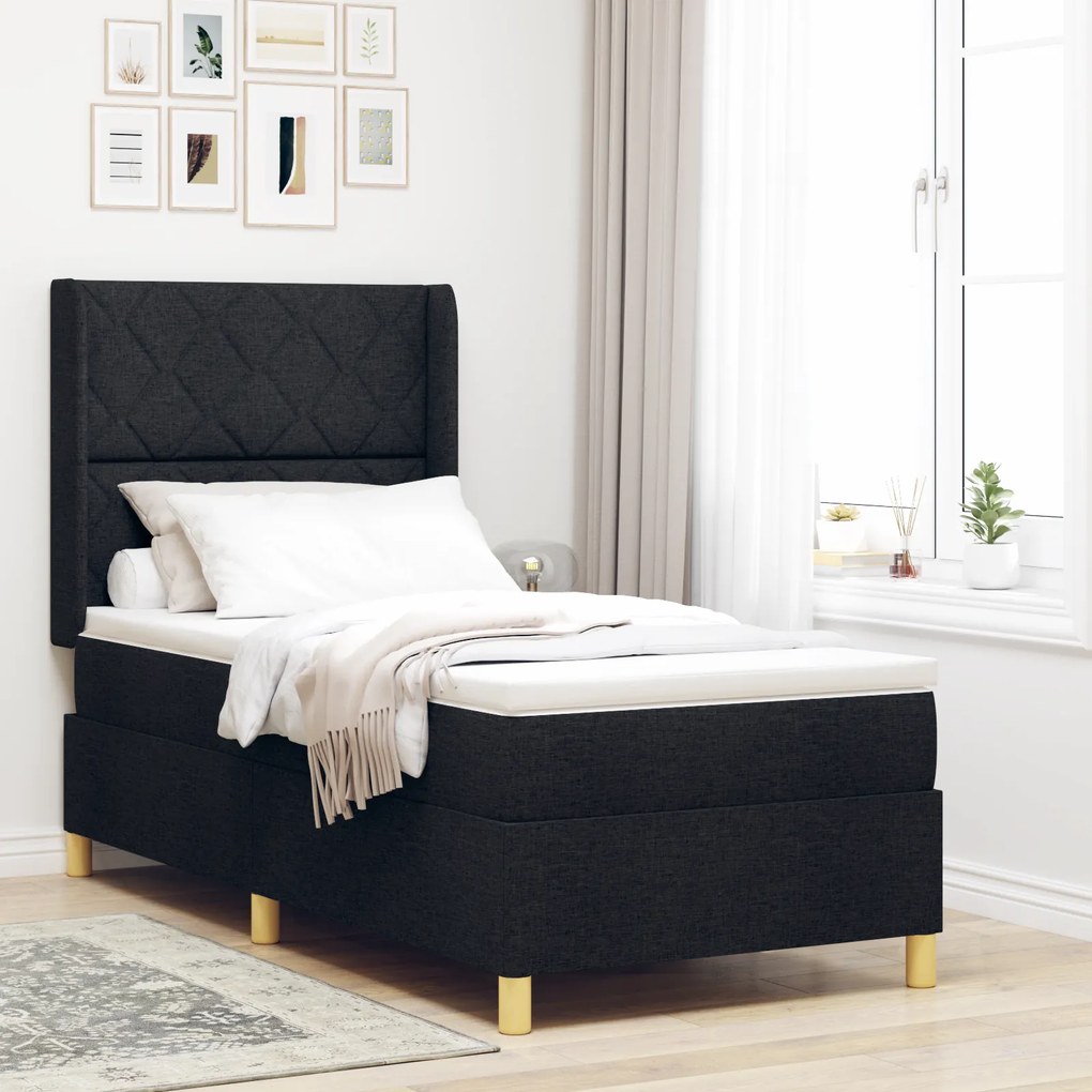 Cama Box Spring com Colchão vidaXL Preta 90x190 cm Tecido