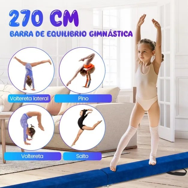 Barra de equilíbrio Ginástica dobrável com base de madeira maciça e superfície antiderrapante de espuma portátil com alça para crianças e adolescente