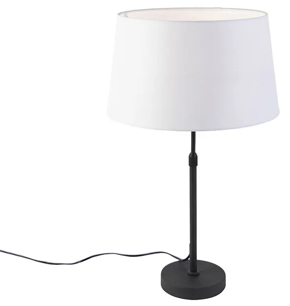 Candeeiro de mesa preto com abajur de linho branco 35 cm ajustável - Parte Moderno