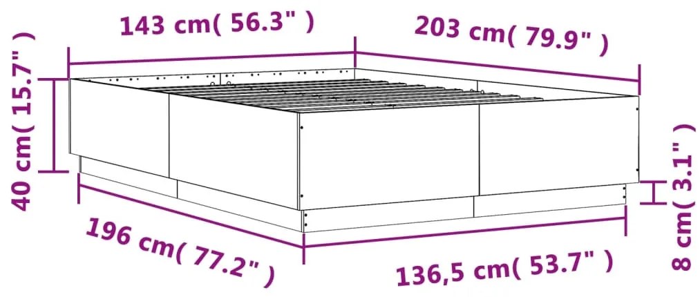 Estrutura de cama 140x200 cm derivados de madeira cinza cimento