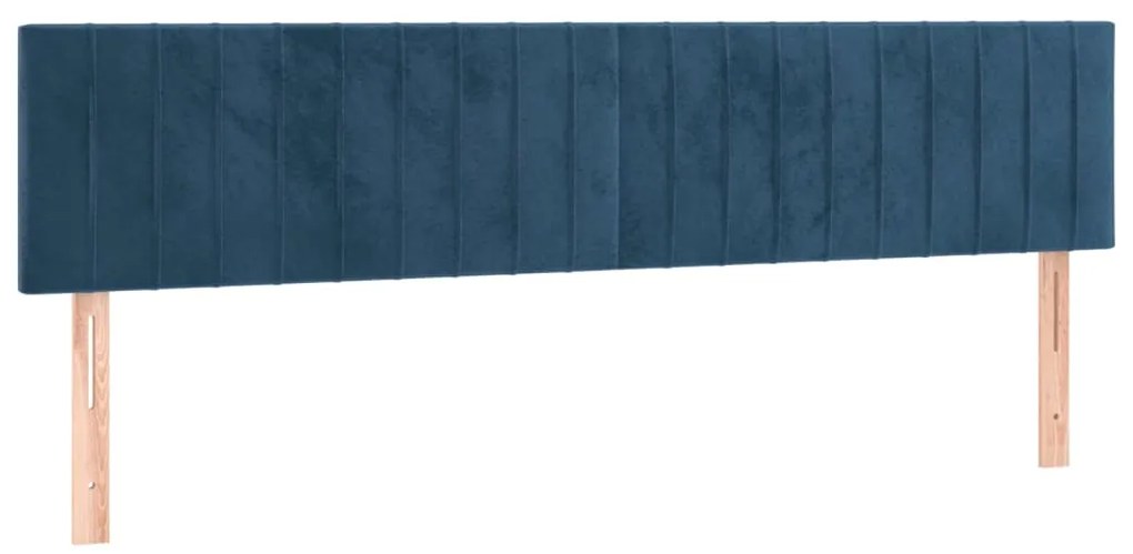 Cabeceira de cama c/ luzes LED veludo 180x5x78/88cm azul-escuro
