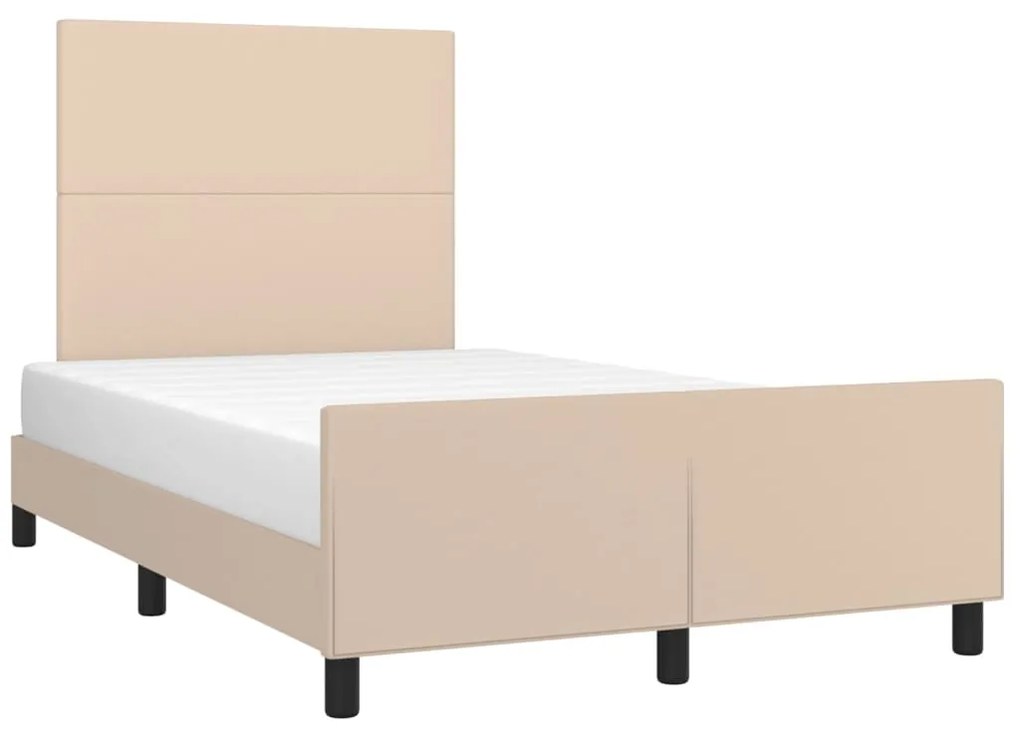 Estrutura de cama sem colchão 120x190cm couro artif. cappuccino