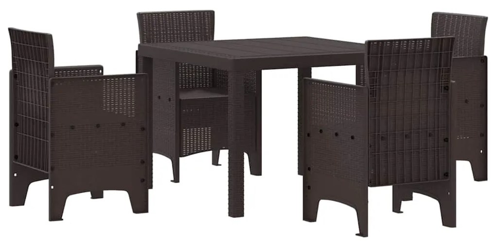 Conjunto de Jantar para Jardim 5 pcs Castanho