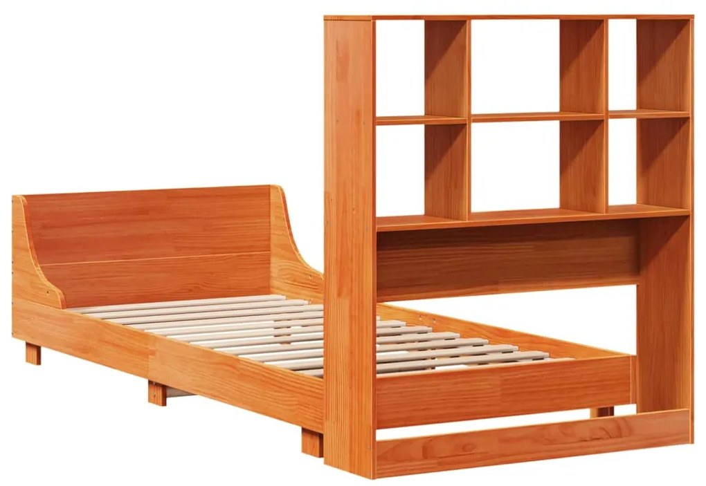 Cama sem colchão 90x190 cm madeira de pinho maciça castanho-mel
