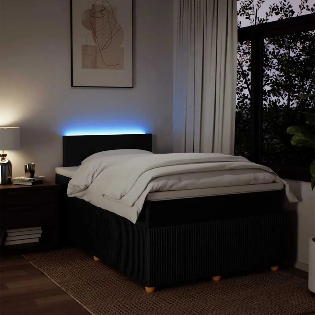 Cama boxspring com colchão 120x190 cm tecido preto