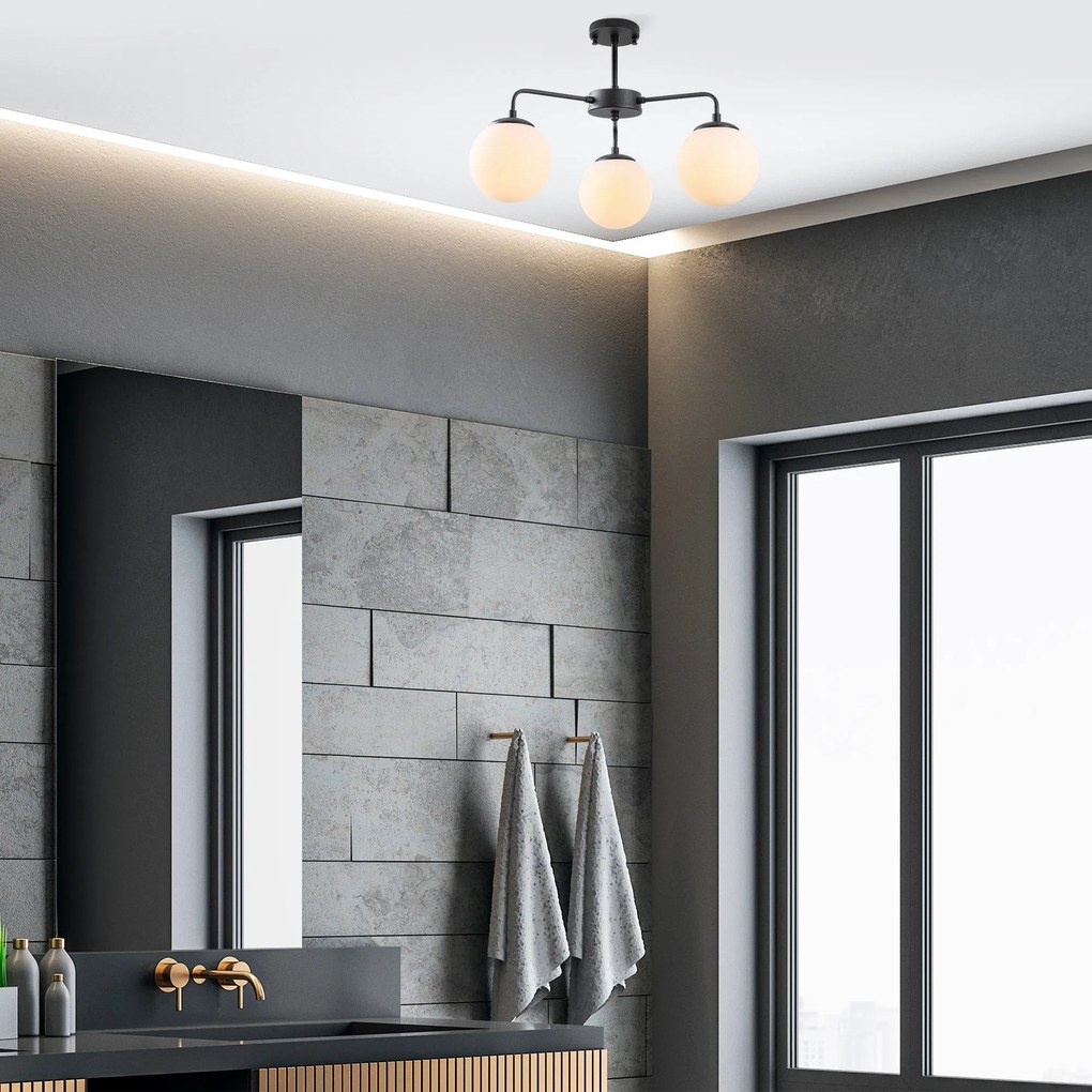 Candeeiro de Teto Viran – Preto e Creme – 56 x 56 x 43 cm