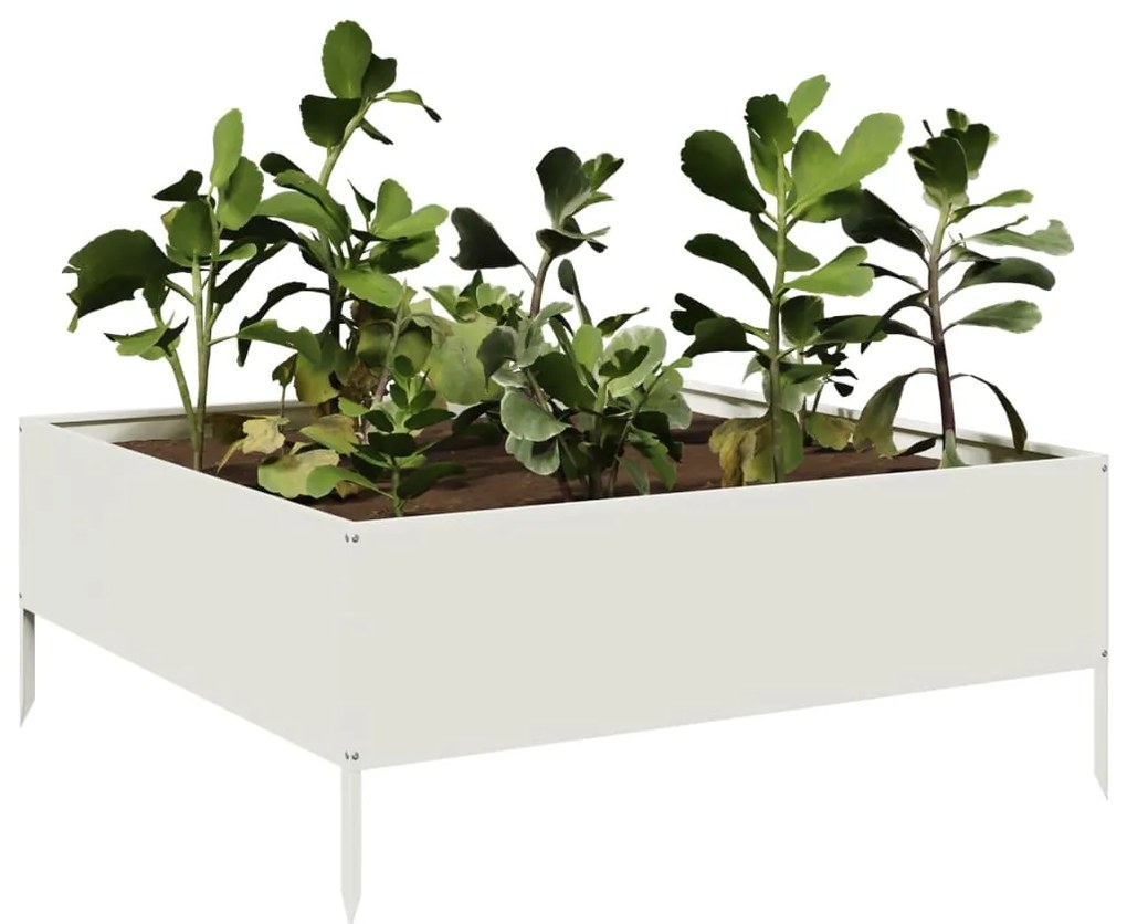 Canteiro elevado de jardim 100x100x25 cm aço branco