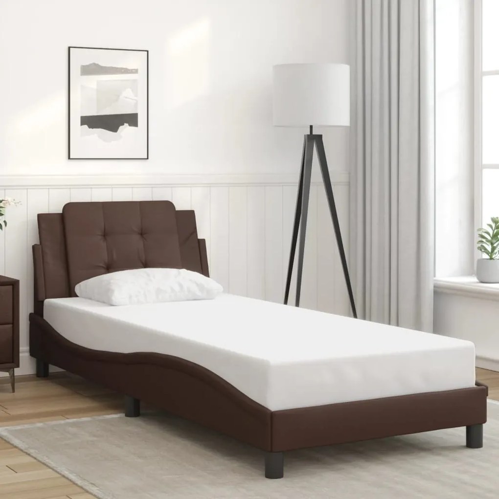 vidaXL Estrutura de cama sem colchão Zadar couro artificial 80x200 cm castanho