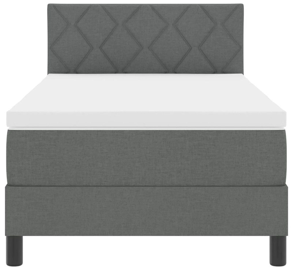 Cama Box Spring com Colchão &amp; LED Cinza Escuro 90x190 cm Tecido