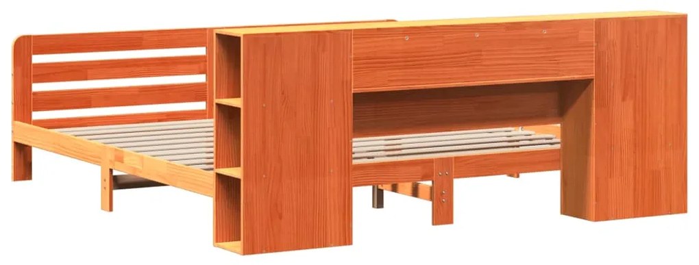 Cama sem colchão 200x200 cm pinho maciço castanho-mel