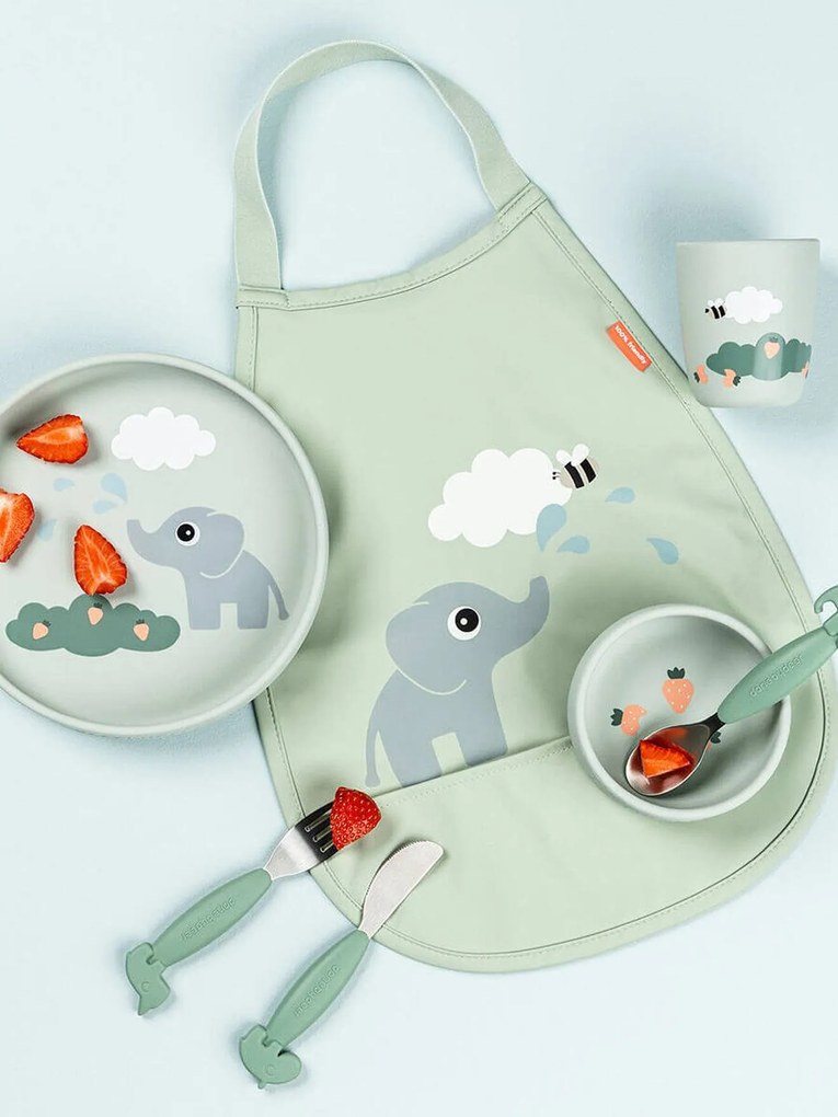 Conjunto de refeição com ventosa Elphee verde