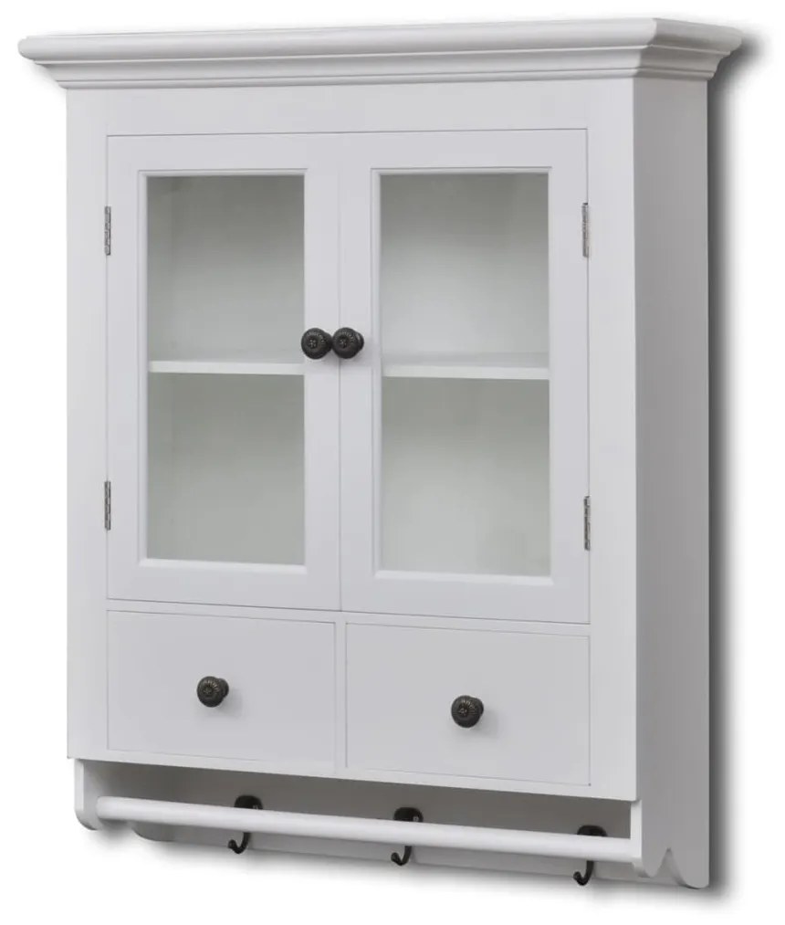 241374 vidaXL Armário de parede para cozinha com porta de vidro branco